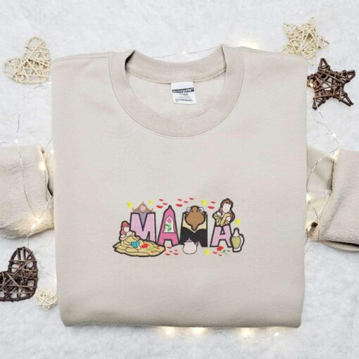 Mama Beauty And The Beast Embroidered Shirt Disney Characters Embroidered Hoodie Mothers Day Gift Idea