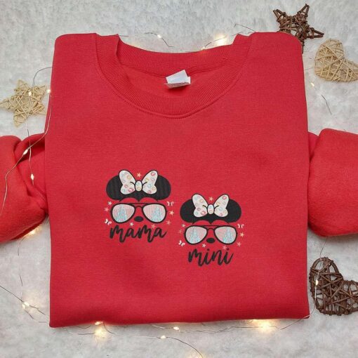 Mama Mini Minnie Mouse Embroidered Shirt Disney Characters Embroidered Hoodie Mothers Day Gift Idea