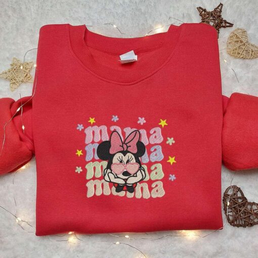 Mama Minnie Mouse Embroidered Shirt Disney Characters Embroidered Hoodie Mothers Day Gift Idea