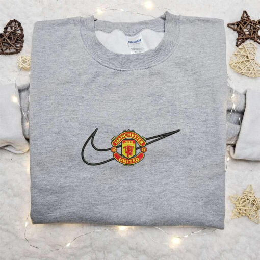 Manchester Logo x Nike Swoosh Embroidered Shirt Sports Embroidered Hoodie Best Gifts For Family