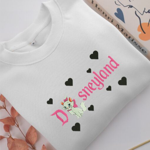 Marie Cat Disneyland Embroidery, Disneyland Embroidered Sweatshirt, Movie Disney Inspired, Best Gifts Idea For Him Her - Image 2