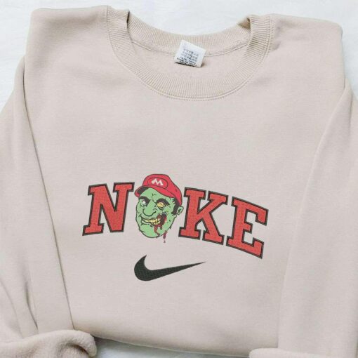 Mario Frankenstien x Nike Embroidered SweatshirtHorror Movie Halloween Embroidered Shirt Best Halloween Gift Ideas