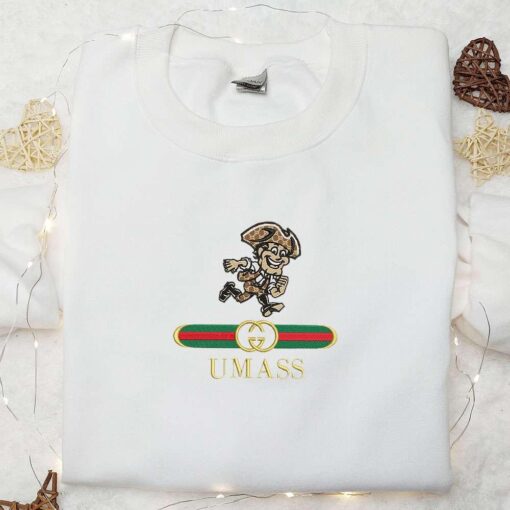 Massachusetts Minutemen x Gucci Embroidered Shirt NCAA Sports Embroidered Hoodie Best Gift Idea