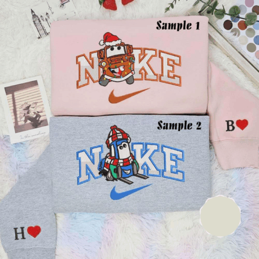 Mater And Guido Christmas Hat Disney Cars Embroidered Couples Shirts