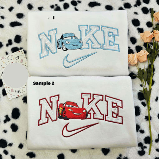 Mcqueen And Sally Cars Disney Characters Embroidered Couples Shirts