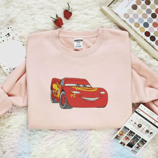 Mcqueen Smile Disney Character Embroidered Shirt