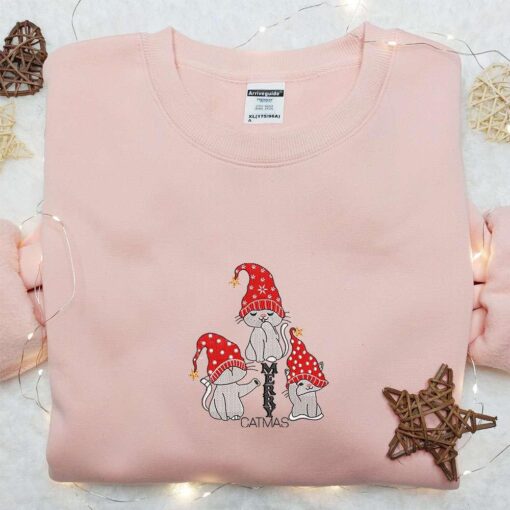 Merry Catmas Gnomes Embroidered Shirt Cute Christmas Embroidered Hoodie Best Christmas Gifts For Family