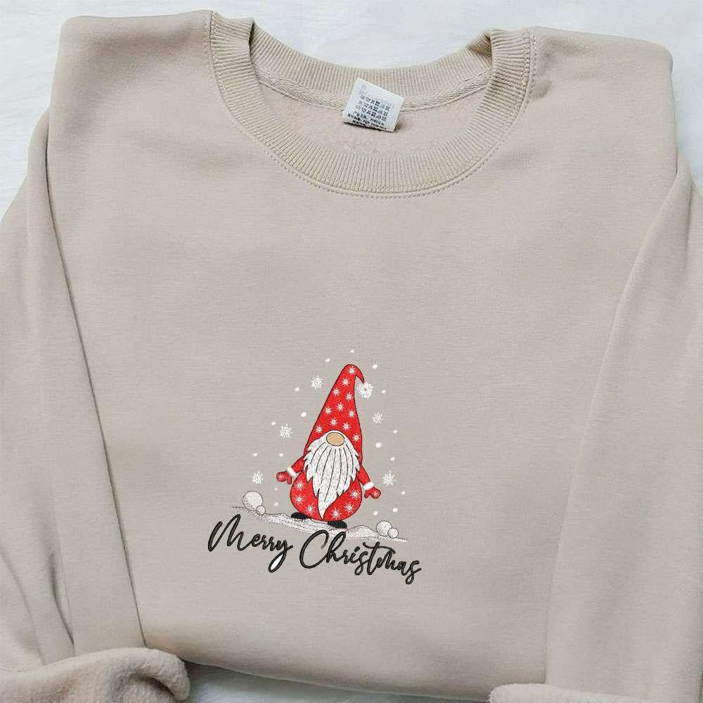 Merry Christmas Gnome Snow Embroidered Shirt Christmas Embroidered Hoodie Best Christmas Gifts For Family