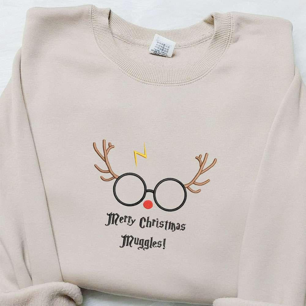 Merry Christmas Muggle Harry Potter Reindeer Embroidered Shirt Christmas Embroidered Hoodie Best Christmas Gifts For Family
