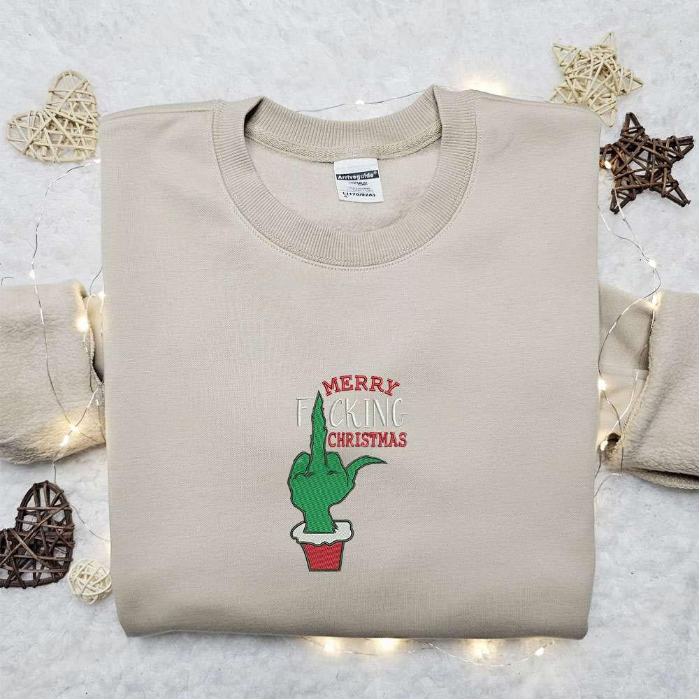 Merry Facking Christmas Embroidered Shirt Christmas Embroidered Hoodie Best Christmas Gift Ideas For Friends