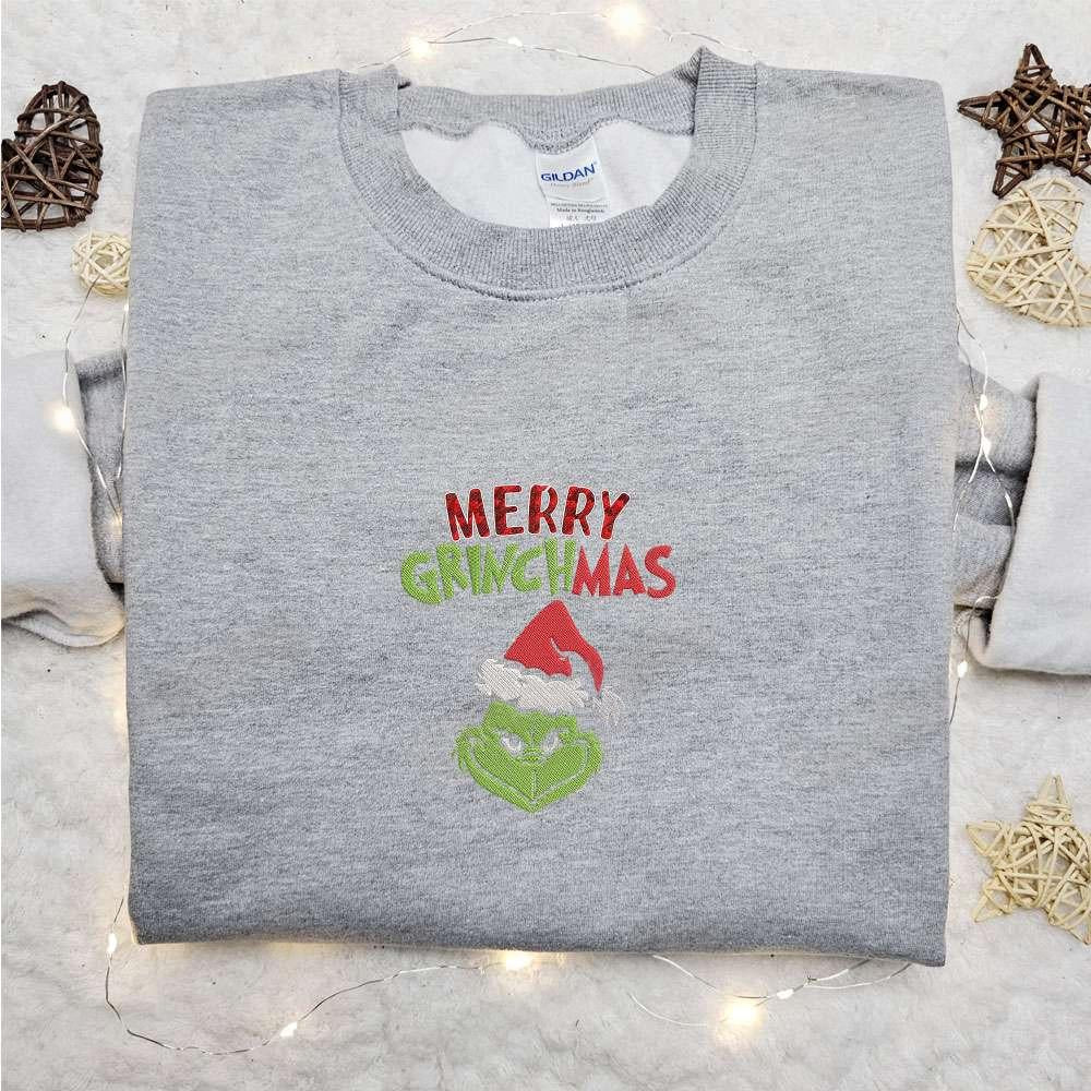 Merry Grinchmas Embroidered Shirt Christmas Embroidered Hoodie Best Christmas Gifts For Family 1