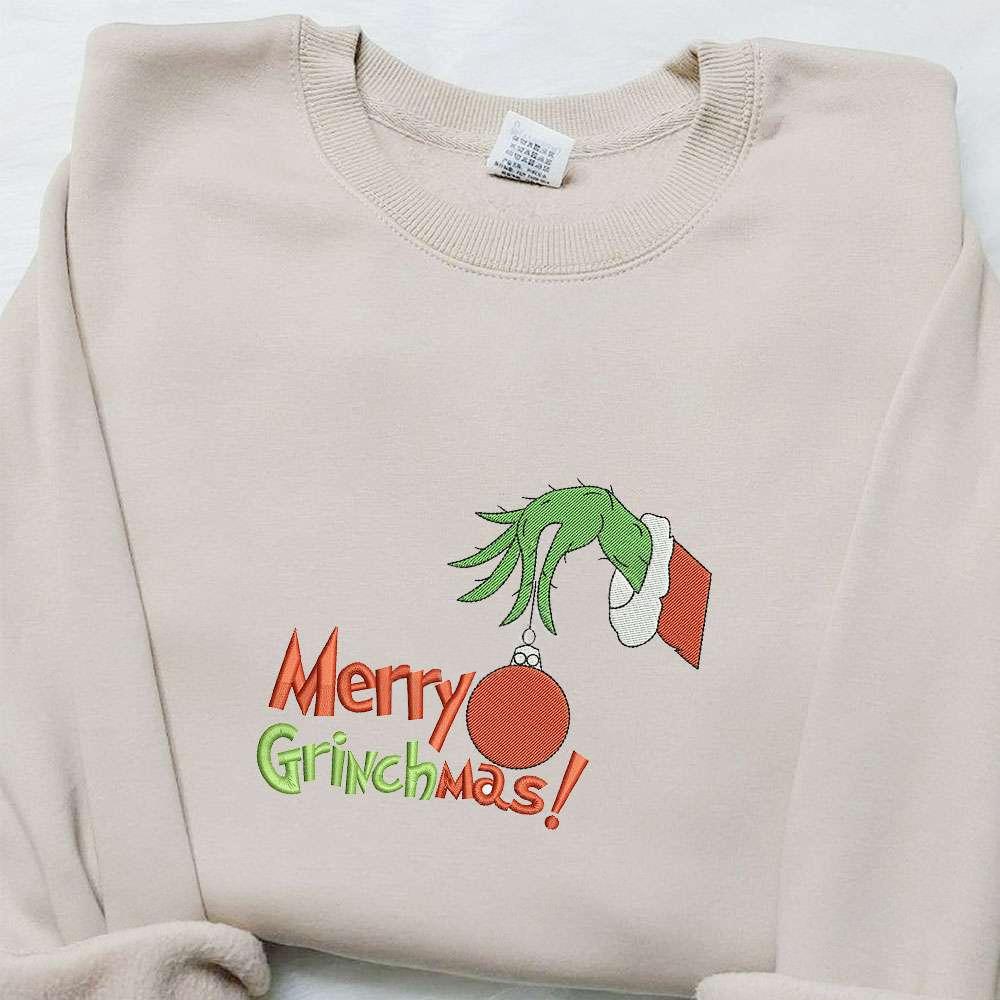 Merry Grinchmas Embroidered Shirt Christmas Embroidered Hoodie Best Christmas Gifts For Family