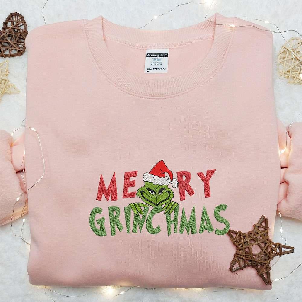 Merry Grinchmas Embroidered Sweatshirt Christmas Embroidered Shirt Best Christmas Gift Ideas