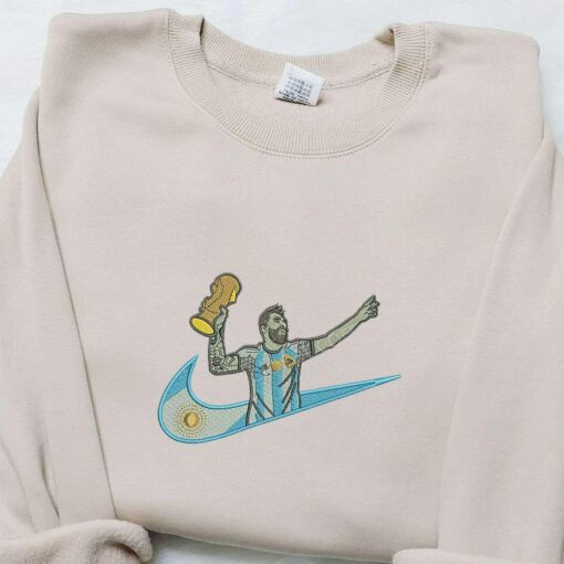 Messi World Cup x Nike Swoosh Embroidered Shirt Sports Embroidered Hoodie Celebrity Embroidered Sweatshirt