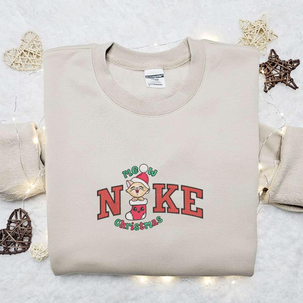Mew Xmas X Nike Christmas Embroidered Sweatshirt Characters Movie Merry Christmas Embroidered Shirt Best Christmas Day Gift Ideas