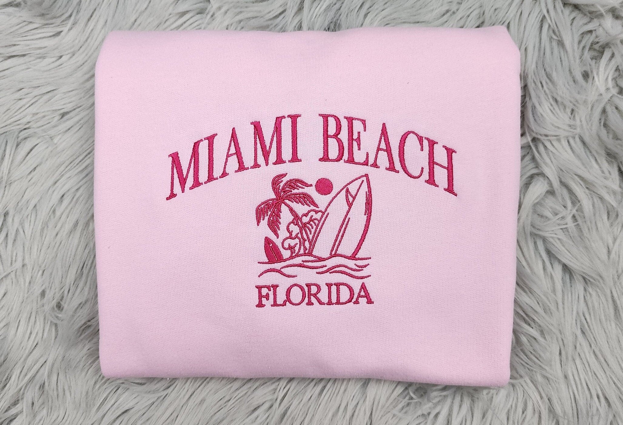 Miami Beach Embroidered Crewneck - Florida Crewneck - Embroidered Gifts - T-Shirt - Sweatshirt - Hoodie