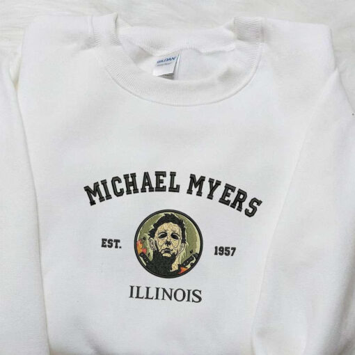 Michael Myer Est 1957 Illinois Embroidered Hoodie Horror Movie Characters Embroidered Sweatshirt Spooky Embroidered Shirt