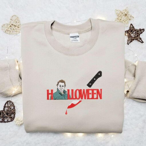 Michael Myers Bloody Knife Halloween Embroidered Shirt Best Gift Ideas For Family