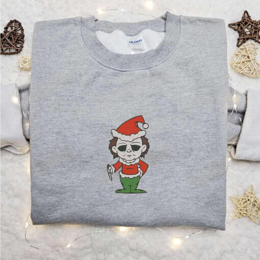 Michael Myers Christmas Embroidered Sweatshirt Horror Movie Embroidered Hoodie Best Christmas Gift Ideas