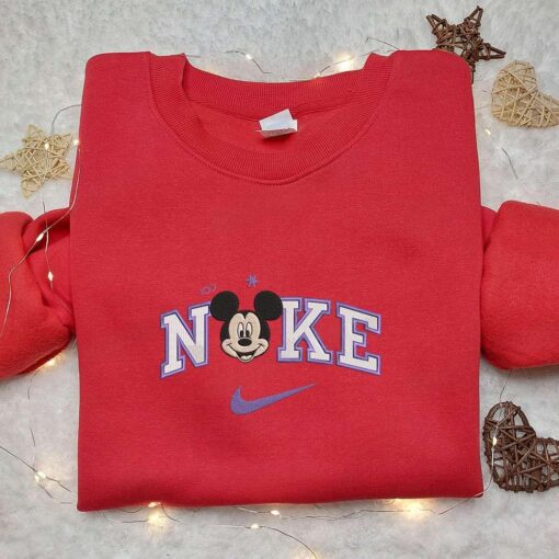 Mickey 00 Years Of Wonder x Nike Embroidered Shirt Disney Characters Embroidered Shirt Cartoon Embroidered Hoodie