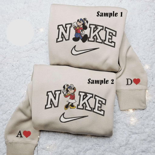 Mickey And Minnie Cruise X Nike Embroidered Couple Shirt Disney Characters Embroidered Shirt Nike Inspired Embroidered Hoodie 3