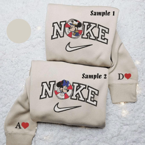 Mickey And Minnie Cruise x Nike Embroidered Couple Shirt Disney Characters Embroidered Shirt Nike Inspired Embroidered Hoodie