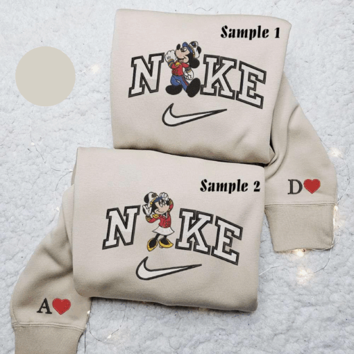 Mickey And Minnie Cruise x Nike Embroidered Couple Shirt Disney Characters Embroidered Shirt Nike Inspired Embroidered Hoodie