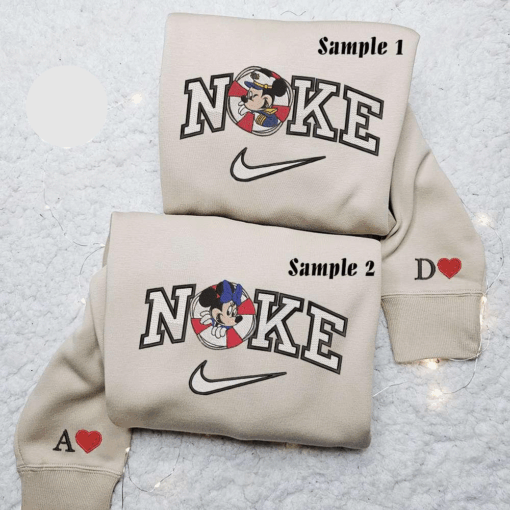 Mickey And Minnie Cruise X Nike Embroidered Couple Shirt Disney Characters Embroidered Shirt Nike Inspired Embroidered Hoodie