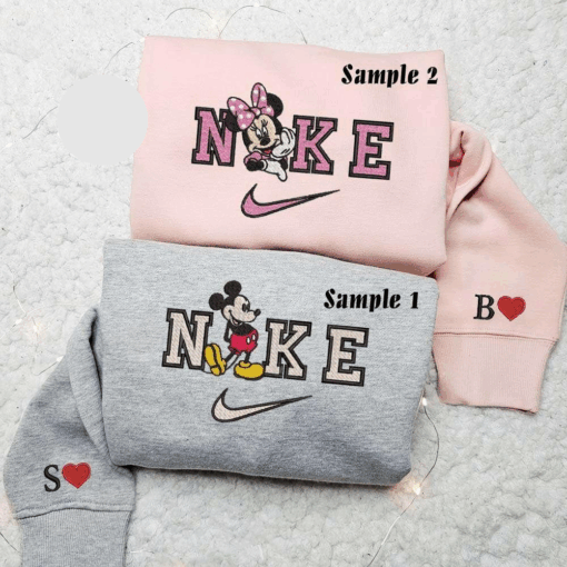 Mickey And Minnie Disney Characters Embroidered Couples Shirts
