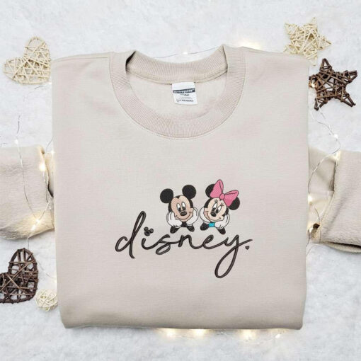 Mickey And Minnie Disney Embroidered Shirt Disney Characters Embroidered Hoodie Best Gift For Couple