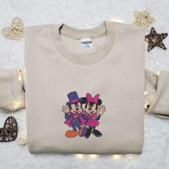 Mickey And Minnie Dracula Embroidered Sweatshirt Disney Characters Embroidered Hoodie Best Halloween Gift Ideas