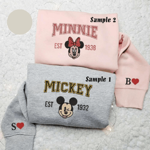 Mickey and Minnie Embroidered Hoodie Disney Couple Embroidered Sweatshirt Best Gift for Valentine