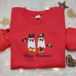 Mickey And Minnie Halloween Ghost Embroidered Hoodie Disney Halloween Embroidered Hoodie Best Halloween Gift Ideas