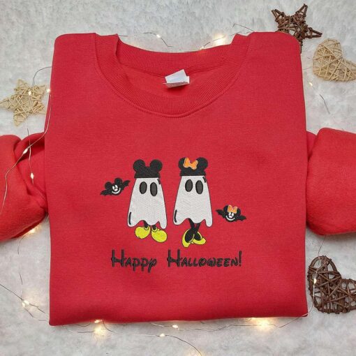 Mickey And Minnie Halloween Ghost Embroidered Hoodie Disney Halloween Embroidered Hoodie Best Halloween Gift Ideas