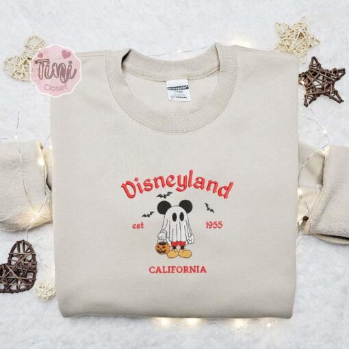 Mickey Creepy Ghost Disneyland California Halloween Embroidered Shirt Best Gifts for Family