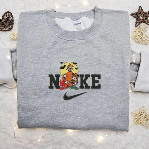 Mickey Donald and Goofy Halloween x Nike Embroidered Sweatshirt Walt Disney Characters Embroidered Shirt Best Halloween Gift Ideas