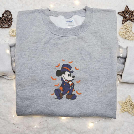 Mickey Dracula Embroidered Sweatshirt Disney Characters Embroidered Hoodie Best Halloween Gift Ideas