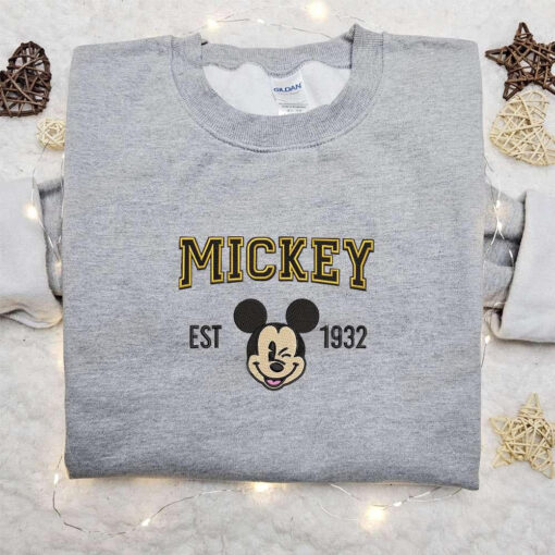 Mickey Est 932 Embroidered Shirt Disney Characters Embroidered Hoodie Best Gift Ideas