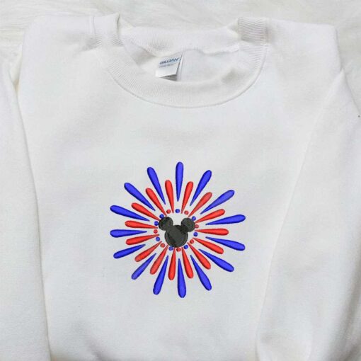 Mickey Fireworks Embroidered Shirt Disney Embroidered Shirt Best Patriotic Shirts