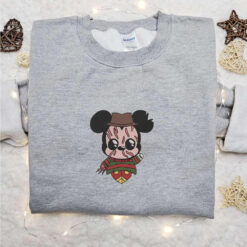 Mickey Freddy Krueger Embroidered Shirt Disney Characters Embroidered Hoodie Halloween Embroidered Sweatshirt