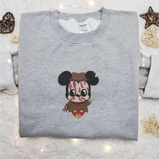 Mickey Freddy Krueger Embroidered Shirt Disney Characters Embroidered Hoodie Halloween Embroidered Sweatshirt