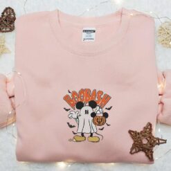 Mickey Ghost Pumpkin Bat Spooky Embroidered Sweatshirt Disney Characters Embroidered Shirt Best Halloween Gift Ideas