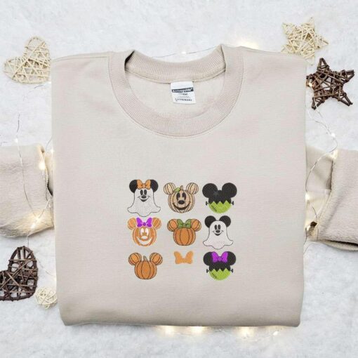 Mickey Ghost Pumpkin Frankenstein Halloween Embroidered Shirt Best Gifts for Family