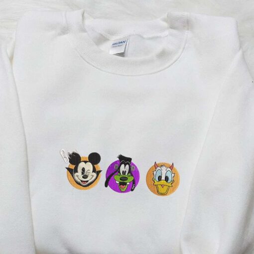 Mickey Goofy Donald Boo Halloween Embroidered Shirt Best Gifts for Family