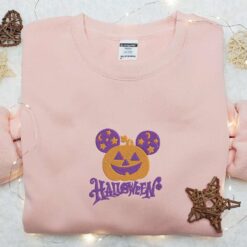 Mickey Head Pumpkin Halloween Embroidered Shirt Disney Halloween Embroidered T shirt Best Halloween Gift Ideas
