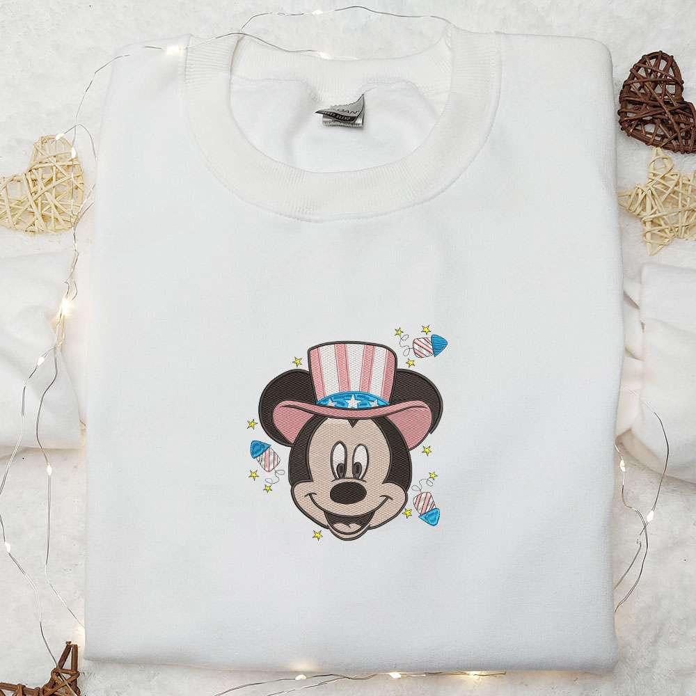 Mickey Independence Day Embroidered Shirt Disney Characters Embroidered Hoodie The 4th Of July Gift Idea