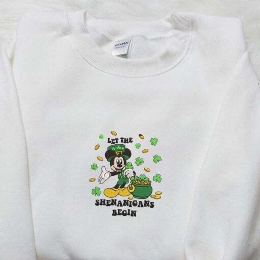 Mickey Let The Shenanigans Begin Embroidered Shirt Disney Characters Embroidered Shirt Saint Patricks Day Embroidered Hoodie