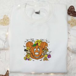 Mickey Minnie Halloween Pumpkin Embroidered Shirt Disney Halloween Embroidered Shirt Best Halloween Gifts for Family