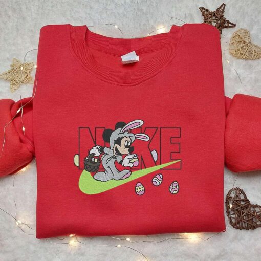 Mickey Mouse Bunny x Nike Cartoon Embroidered Shirt Custom Nike Embroidered Shirt Best Easter Gift Ideas