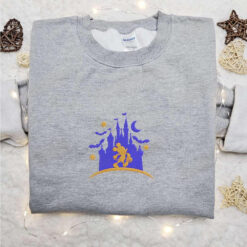 Mickey Mouse Castle Embroidered Hoodie Disney Character Halloween Embroidered T shirt Best Halloween Gift Ideas For Family